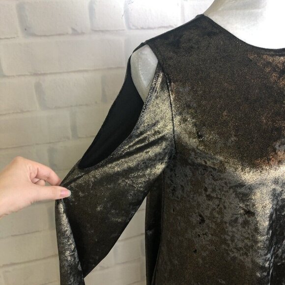 Show Me Your Mumu Stretch Crushed Velvet Teddy Tunic Size S Gold - Picture 5 of 8